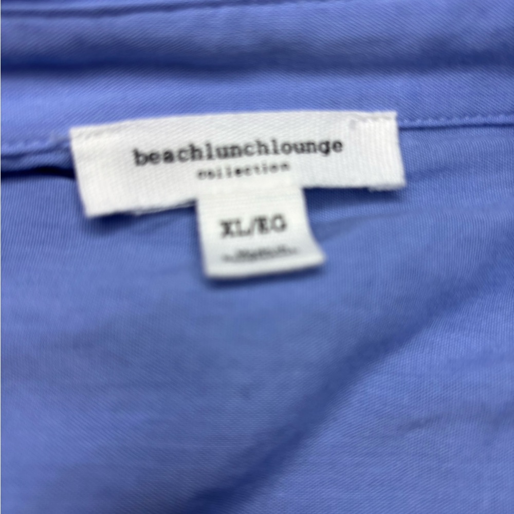 Beach Lunch Lounge Collection Azure Blue Clo Eyelet Border Button Up Top Sz XL - Picture 8 of 8